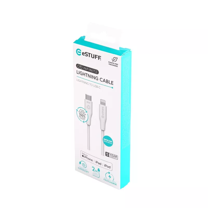 Cabo Lightning eSTUFF ES602270 3m USB-C 2,4A Branco