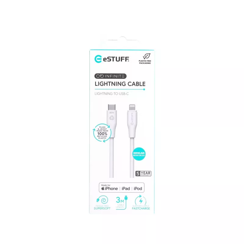 Cabo Lightning eSTUFF ES602370 3m USB-C 2,4A 5V
