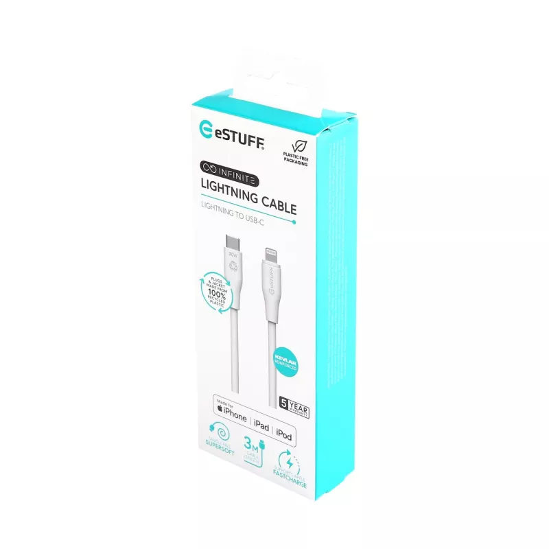 Cabo Lightning eSTUFF ES602370 3m USB-C 2,4A 5V