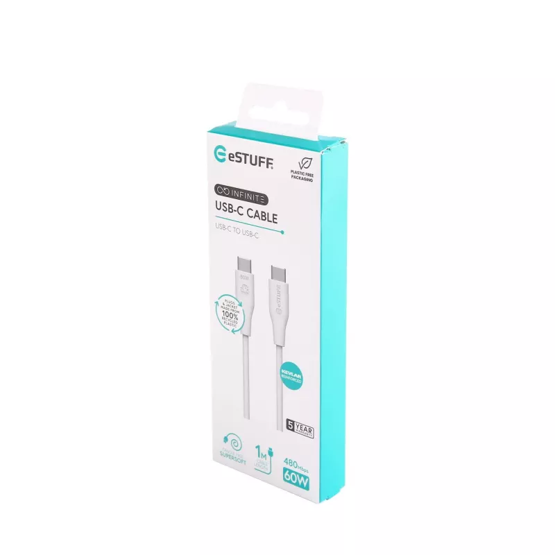 Cabo USB eSTUFF ES604170 USB 2.0 1 m USB-C branco
