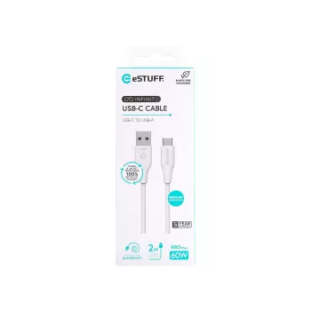 Cabo USB eSTUFF ES605270 USB 2.0 2 m USB-C USB-A branco