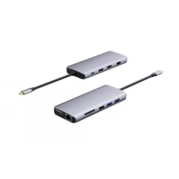 Hub de interfaces eSTUFF ES623009 USB 3.2 Gen 1 (3.1 Gen 1) Type-C 5000 Mbit/s cinzento