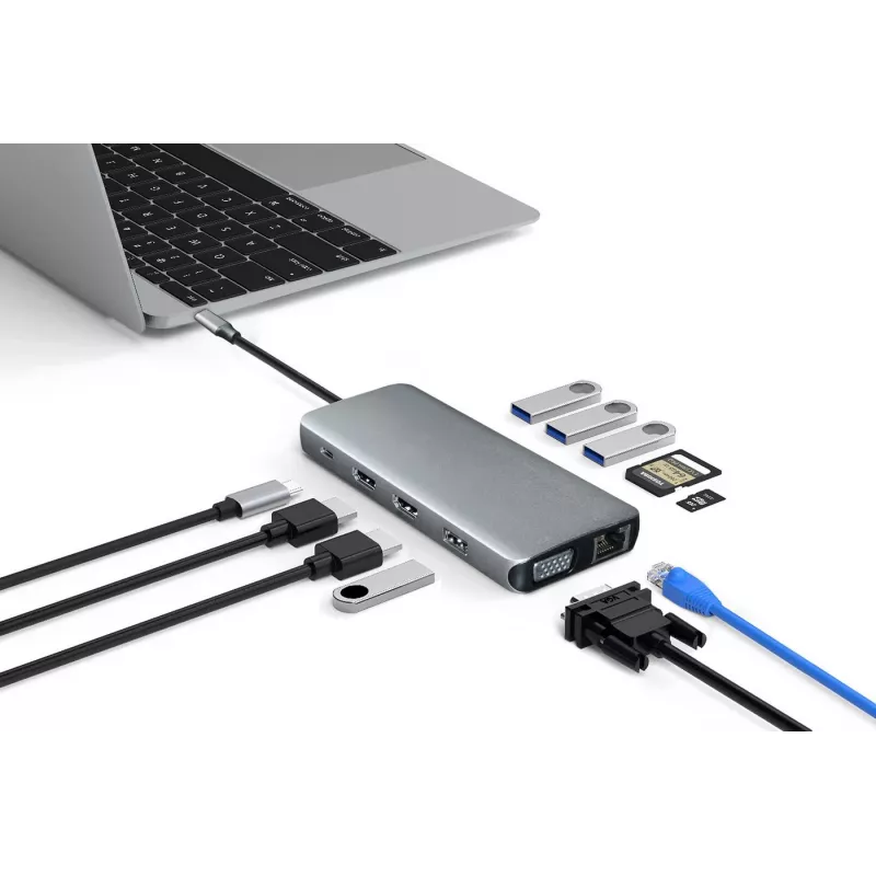Hub de interfaces eSTUFF ES623009 USB 3.2 Gen 1 (3.1 Gen 1) Type-C 5000 Mbit/s cinzento