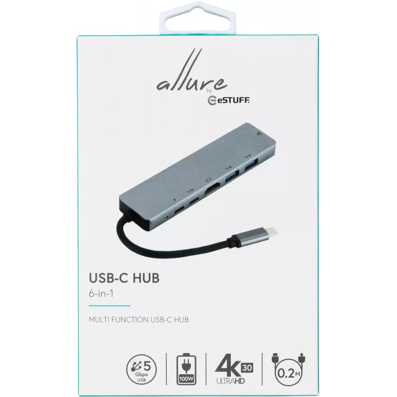 Docking station/replicador de portas para portátil eSTUFF ES623012 USB 3.2 Gen 1 (3.1 Gen 1) Type-C cinzento