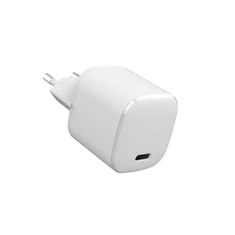 eSTUFF 100% plástico reciclado - carregador de parede USB-C PD 3A 20W, ficha EU - branco