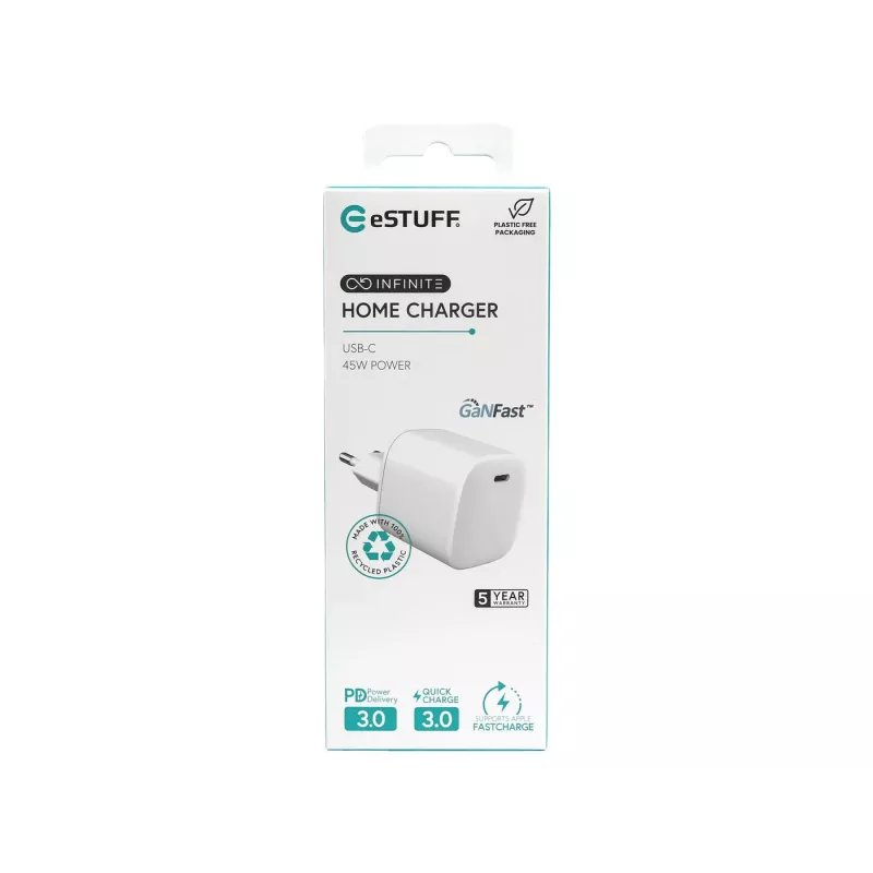 Carregador móvel eSTUFF ES637045 smartphone branco AC carregamento rápido interior