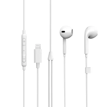 Auscultadores in-ear eSTUFF para dispositivos Apple, com fios, chamadas/música, 90 g, auscultadores, branco