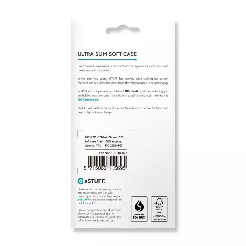 Capa para telemóvel eSTUFF ES67100027 15,5 cm (6,1 polegadas) capa transparente