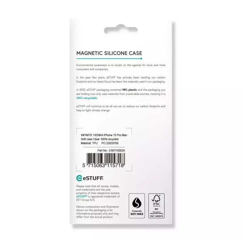 Capa para telemóvel eSTUFF ES67100028 17 cm (6,7 polegadas) capa transparente