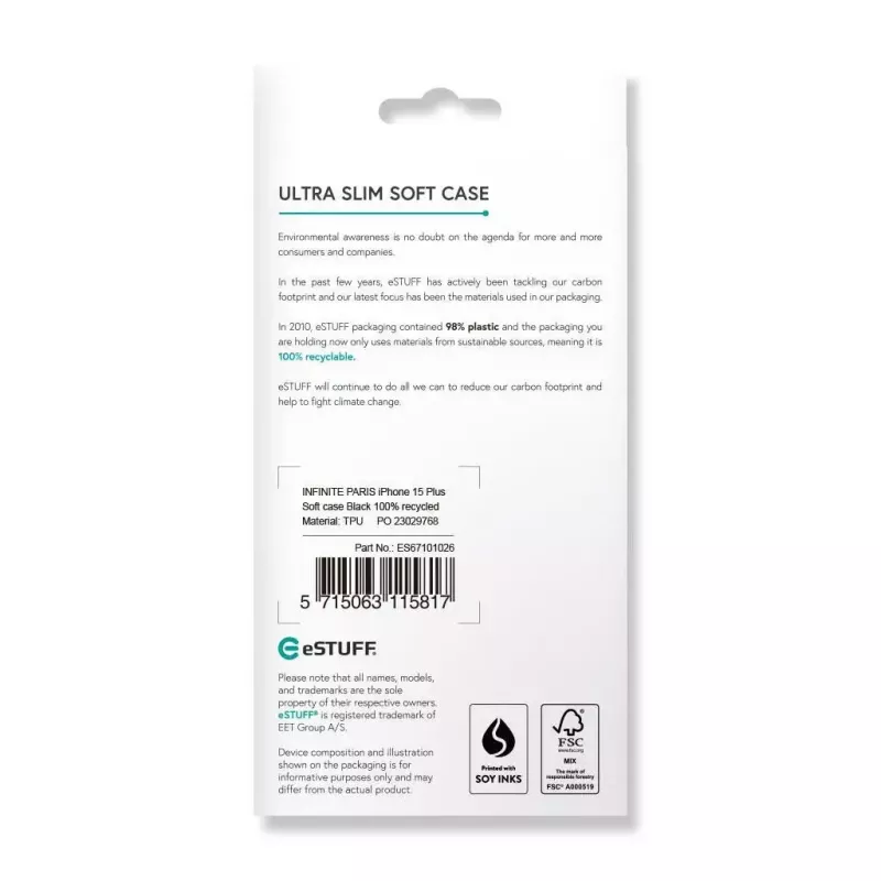 Capa para telemóvel eSTUFF ES67101026 17 cm (6,7 polegadas) capa preta