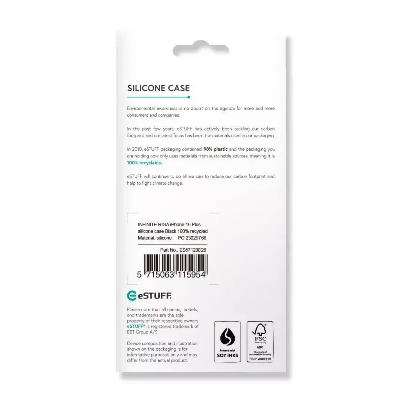 Capa para telemóvel eSTUFF ES67120026 17 cm (6,7 polegadas) capa preta