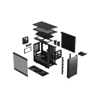 Caixa para PC Fractal Design Define 7 Nano preta — Mini-ITX/Mini-DTX, fonte de alimentação ATX, vidro temperado, 205×399×361 mm