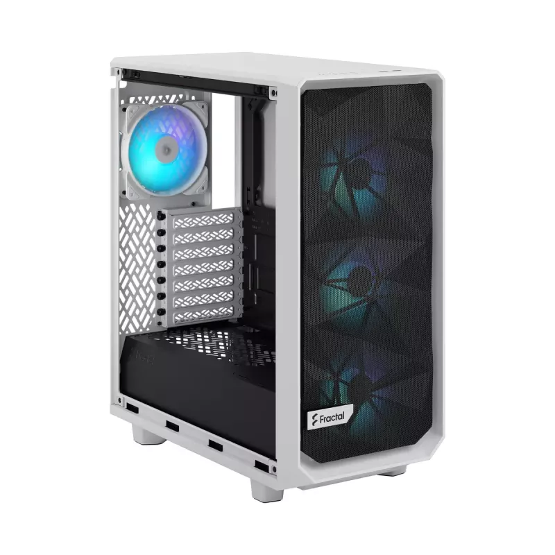 Caixa para PC Fractal Design Meshify 2 Compact RGB branca — ATX/microATX/Mini-ITX, suporta 3x120 mm à frente + 1x120 mm atrás, unidades de 2,5 polegadas/3,5 polegadas