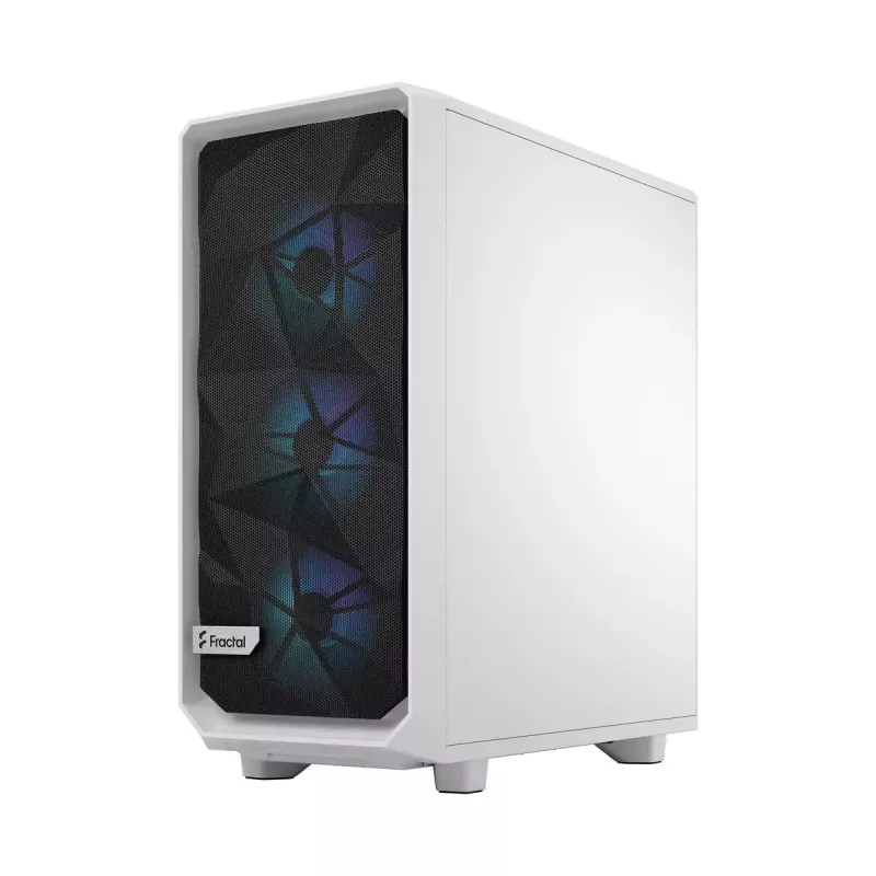 Caixa para PC Fractal Design Meshify 2 Compact RGB branca — ATX/microATX/Mini-ITX, suporta 3x120 mm à frente + 1x120 mm atrás, unidades de 2,5 polegadas/3,5 polegadas