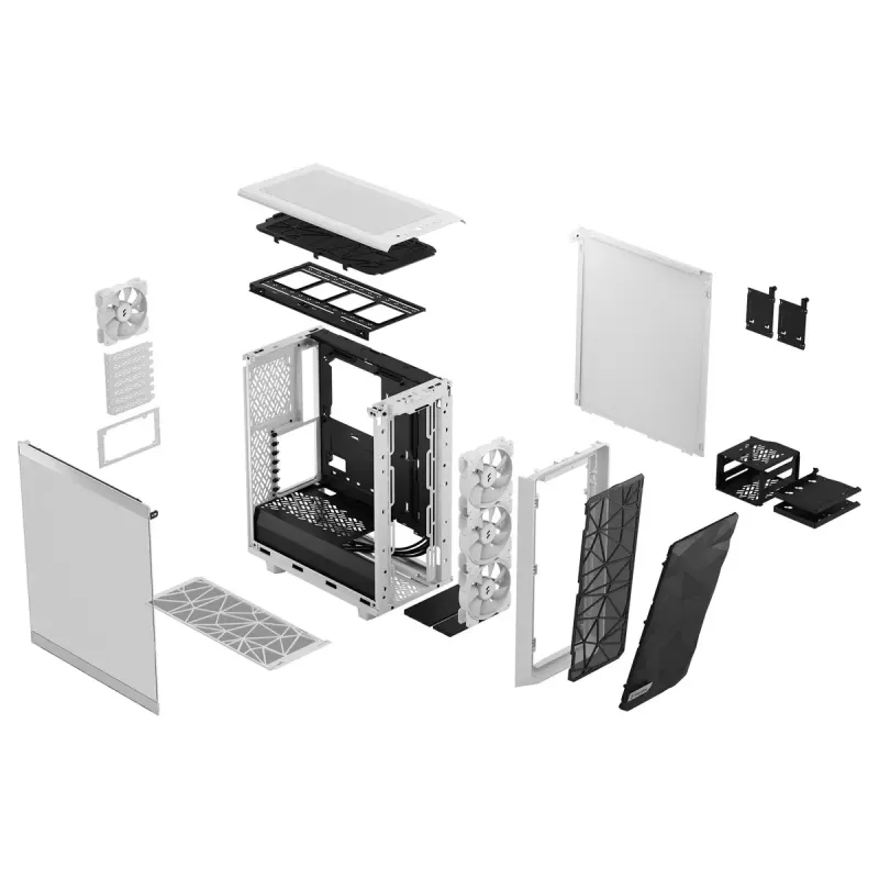 Caixa para PC Fractal Design Meshify 2 Compact RGB branca — ATX/microATX/Mini-ITX, suporta 3x120 mm à frente + 1x120 mm atrás, unidades de 2,5 polegadas/3,5 polegadas