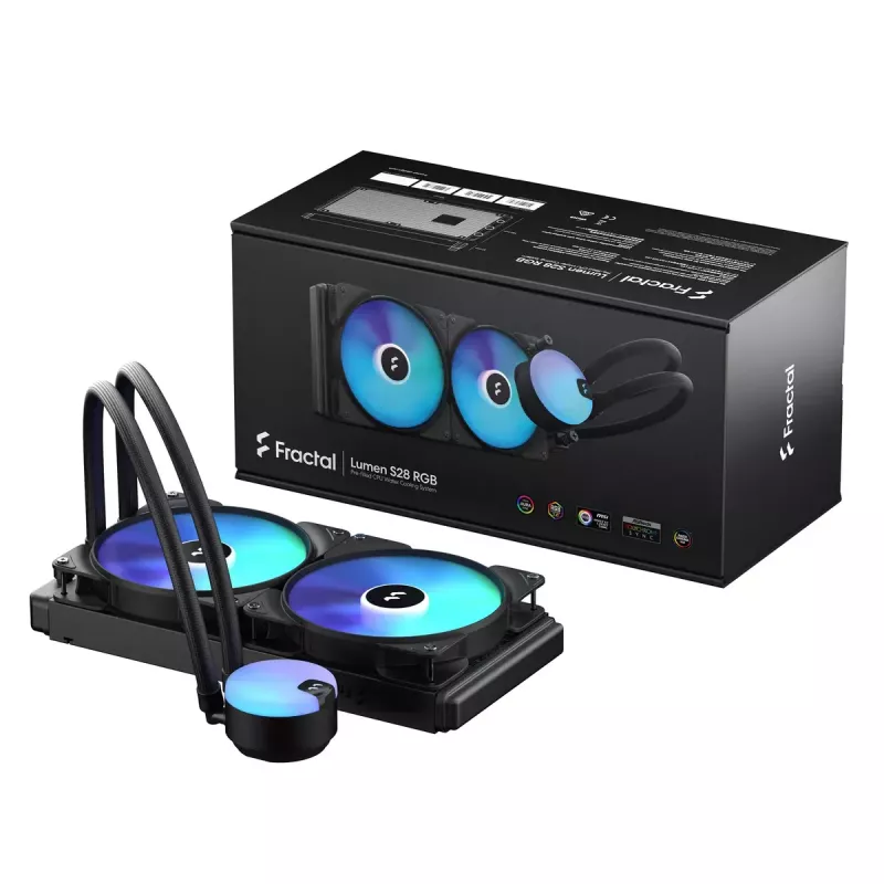 Refrigeração líquida tudo-em-um para CPU Fractal Design Lumen S28 v2 RGB — ventoinha de 140 mm, 500–1700 rpm, preta
