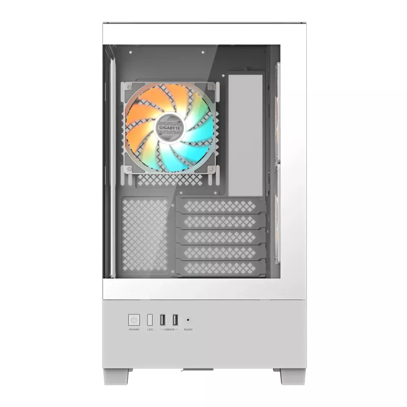 Caixa de PC GIGABYTE C201 PANORAMIC ICE – Mid Tower, m-ATX, suporte para radiador de 360 mm, 3 ventoinhas pré-instaladas, USB 3.0, suporte para RGB Fusion