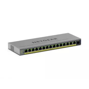 Switch PoE gerido L2/L3 Gigabit Ethernet Netgear GS116EPP — 16x RJ-45 10/100/1000, 1x SFP, 8000 entradas MAC, cinzento
