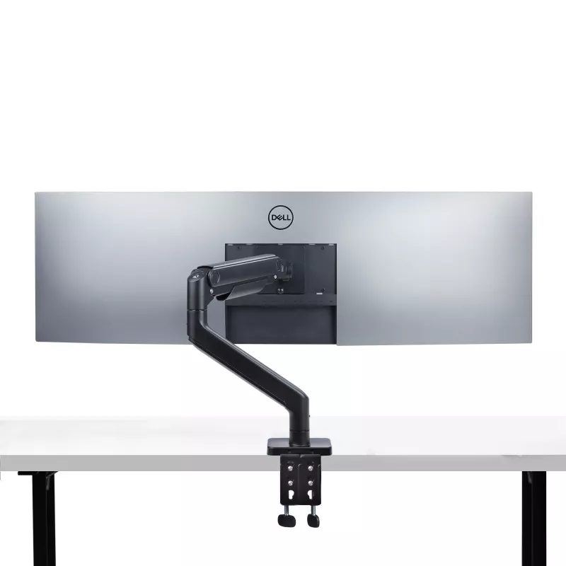 StarTech.com H1M1AG1-MONITOR-ARM suporte de secretária para monitores ultrapanorâmicos curvos de 49 polegadas, braço mecânico de mola, braço giratório, VESA, grampo em C / montagem em orifício, máx. 44 lb