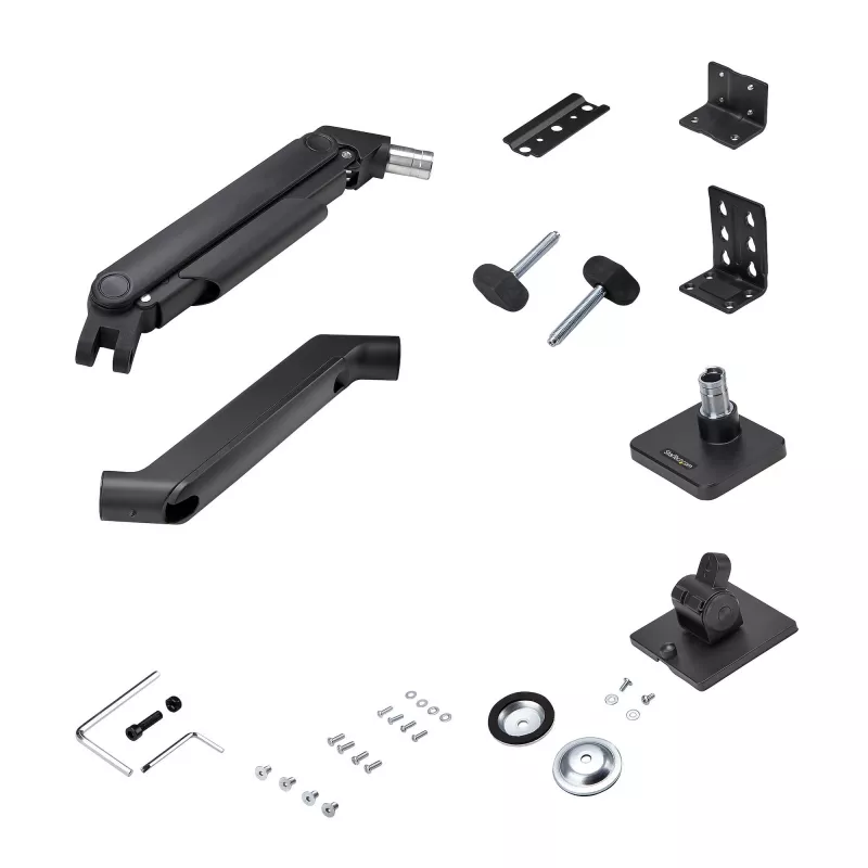 StarTech.com H1M1AG1-MONITOR-ARM suporte de secretária para monitores ultrapanorâmicos curvos de 49 polegadas, braço mecânico de mola, braço giratório, VESA, grampo em C / montagem em orifício, máx. 44 lb