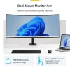 StarTech.com H1M1AG1-MONITOR-ARM suporte de secretária para monitores ultrapanorâmicos curvos de 49 polegadas, braço mecânico de mola, braço giratório, VESA, grampo em C / montagem em orifício, máx. 44 lb