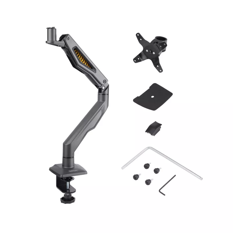 StarTech.com H1M1AG2-MONITOR-ARM suporte de secretária para monitor, para ecrãs até 32 polegadas, braço articulado, grampo em C, conforme com TAA, plástico/aço, preto