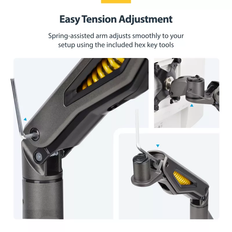 StarTech.com H1M1AG2-MONITOR-ARM suporte de secretária para monitor, para ecrãs até 32 polegadas, braço articulado, grampo em C, conforme com TAA, plástico/aço, preto