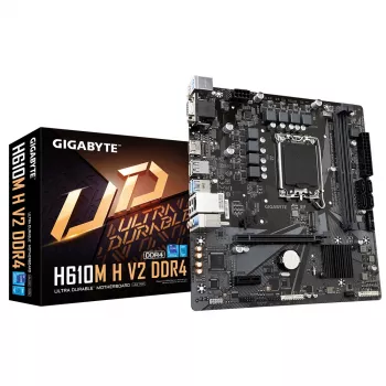Placa-mãe GIGABYTE H610M H V2 DDR4 - Compatível com Intel Core 14.ª geração, VRM digital híbrido 6+1+1, até 3200 MHz DDR4 (OC), 1x PCIe 3.0 M.2, GbE LAN, USB 3.2 Gen 1