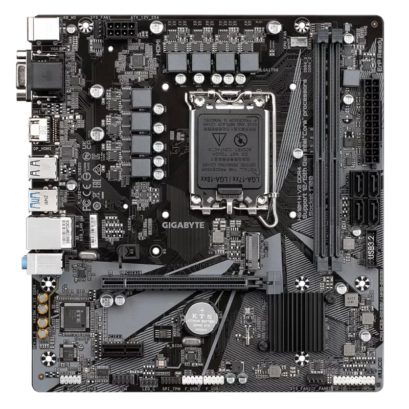 Placa-mãe GIGABYTE H610M H V2 DDR4 - Compatível com Intel Core 14.ª geração, VRM digital híbrido 6+1+1, até 3200 MHz DDR4 (OC), 1x PCIe 3.0 M.2, GbE LAN, USB 3.2 Gen 1
