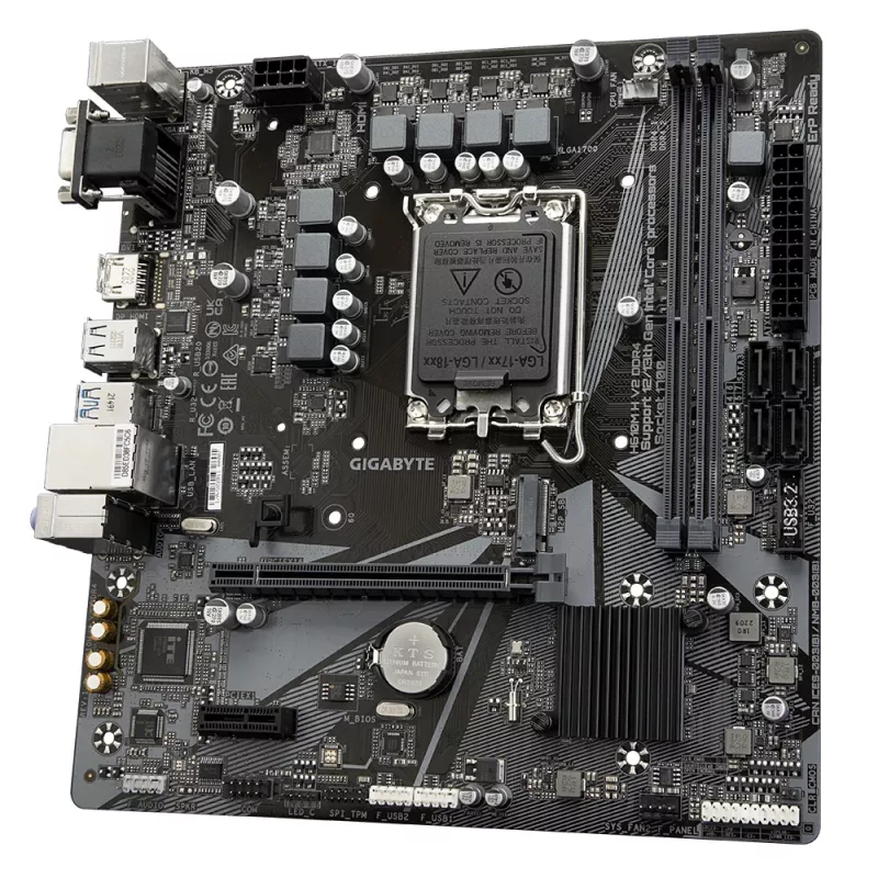 Placa-mãe GIGABYTE H610M H V2 DDR4 - Compatível com Intel Core 14.ª geração, VRM digital híbrido 6+1+1, até 3200 MHz DDR4 (OC), 1x PCIe 3.0 M.2, GbE LAN, USB 3.2 Gen 1
