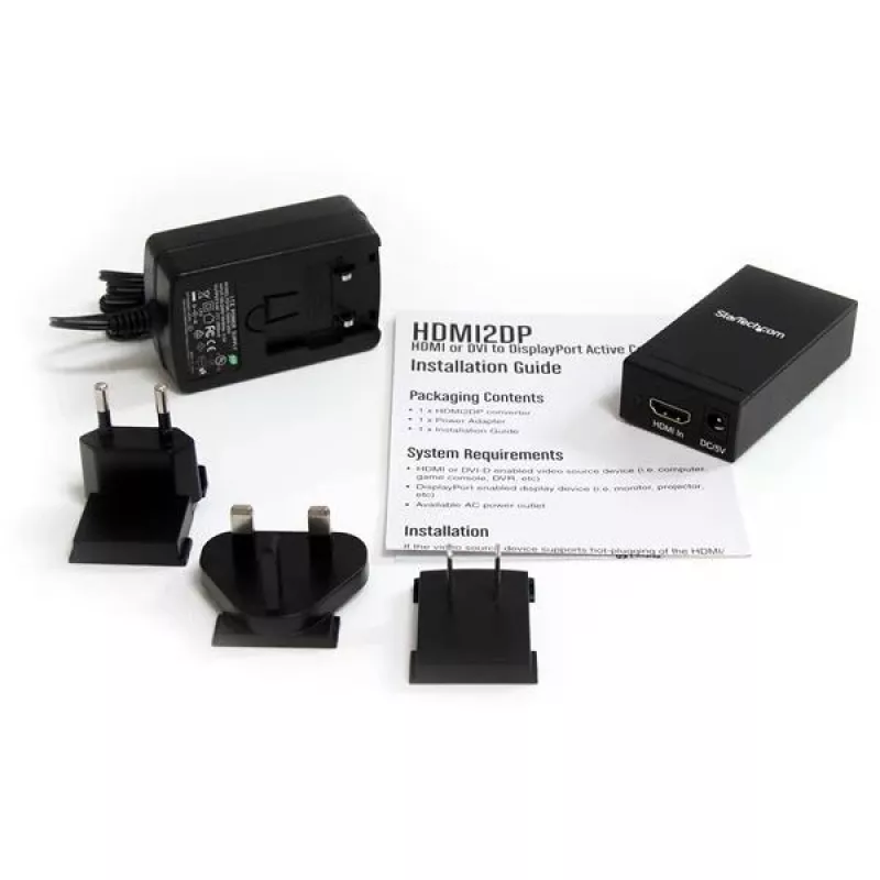 Conversor ativo StarTech.com HDMI ou DVI para DisplayPort, conversor de vídeo ativo, alimentação, preto, aço, CE, FCC, RoHS, 1920 x 1200 píxeis