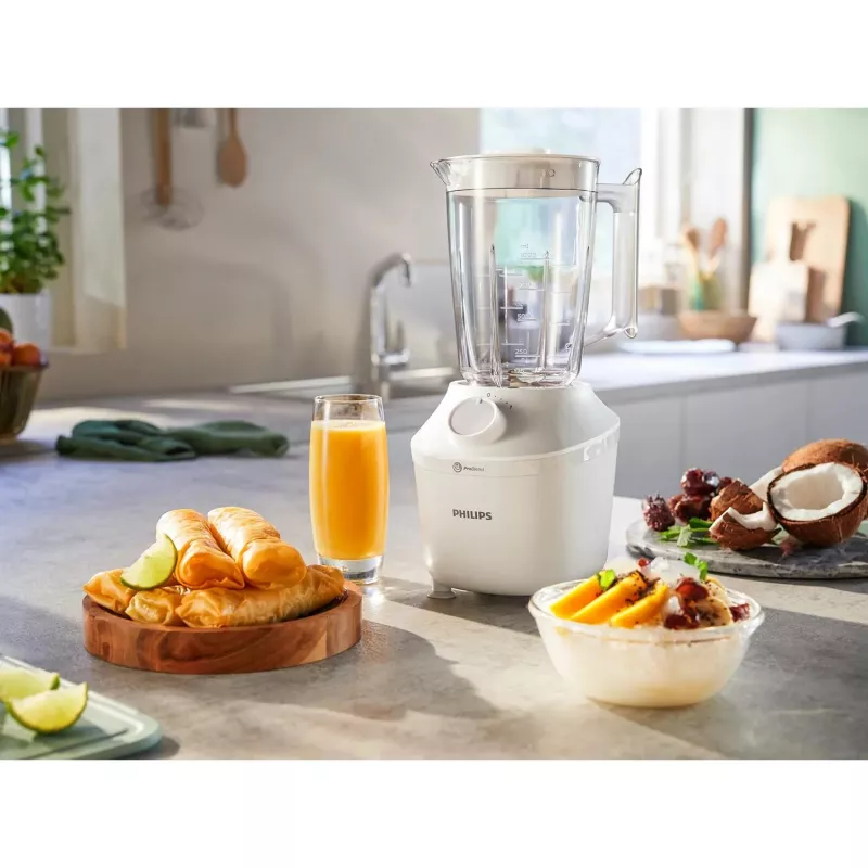 Batedeira de mesa Philips HR2041/00 — 450 W, recipiente de plástico de 1,9 L, lâminas de aço inoxidável, branca