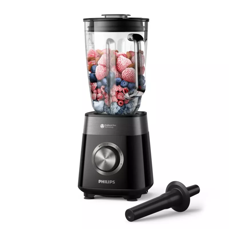 Batedeira de copo Philips 5000 Series HR3030/00 — recipiente de vidro de 2 L, 1200 W, trituração de gelo, preta