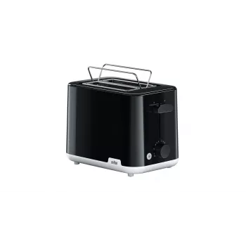 Torradeira BRAUN HT1010BK — 2 fatias, 900 W, preta, caixa de plástico, ranhura 132×35×119 mm