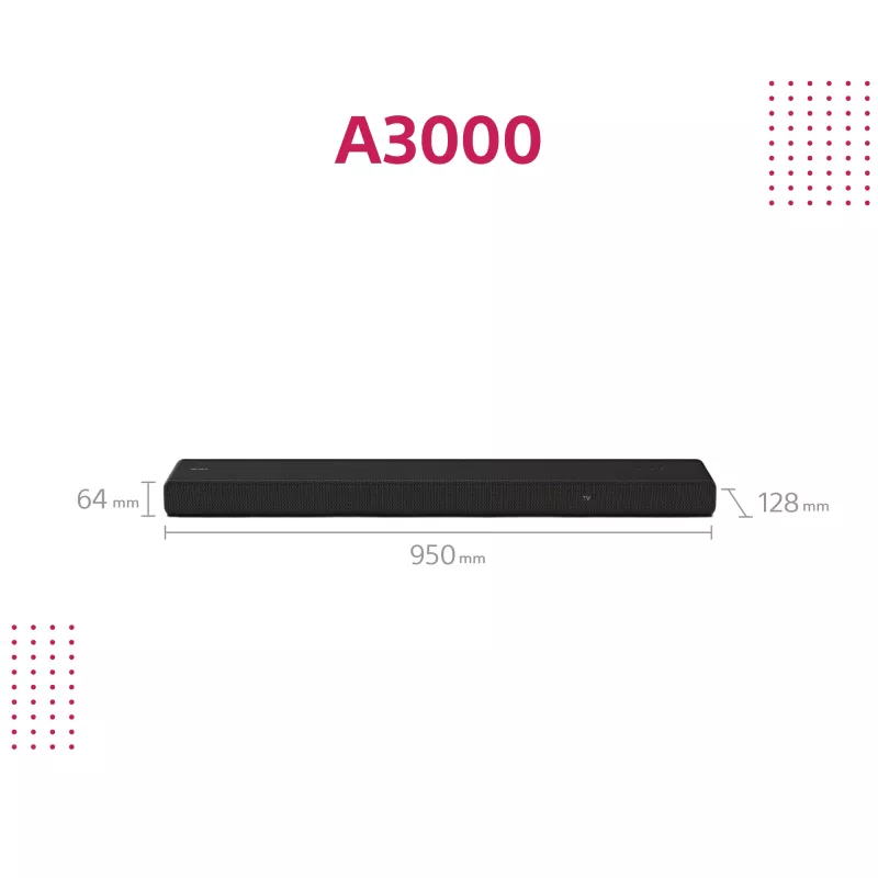 Barra de som Sony HT-A3000 preta 3.1 canais 250 W