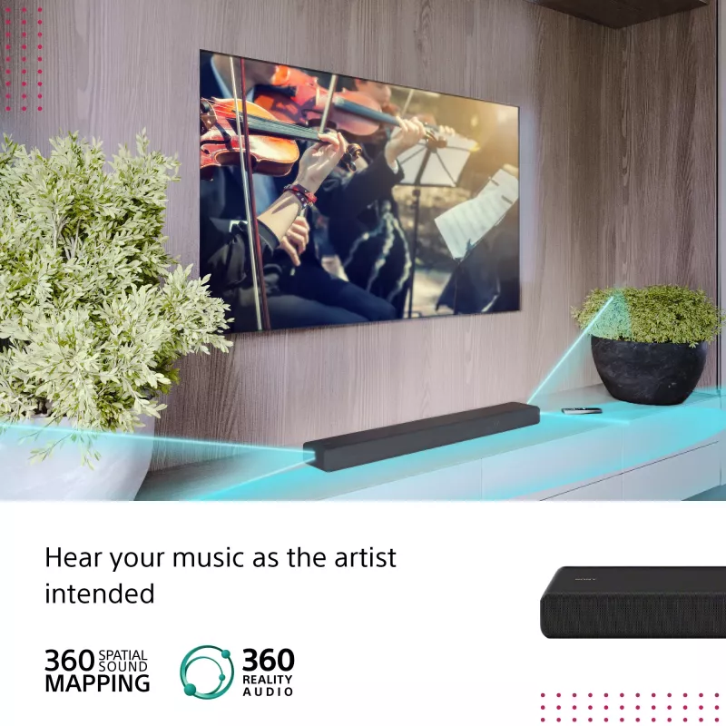 Barra de som Sony HT-A3000 preta 3.1 canais 250 W