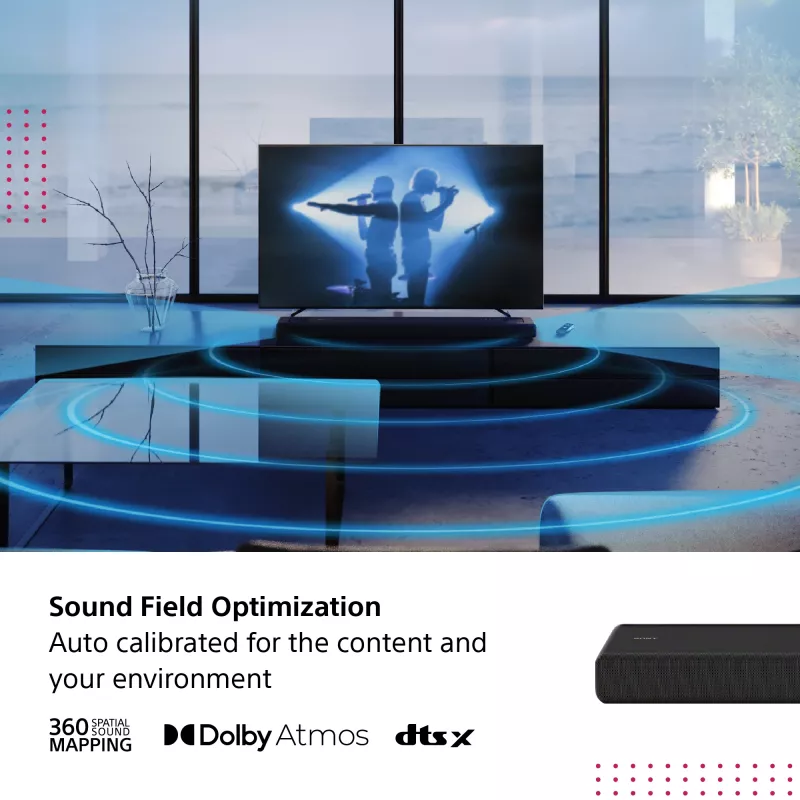 Barra de som Sony HT-A3000 preta 3.1 canais 250 W