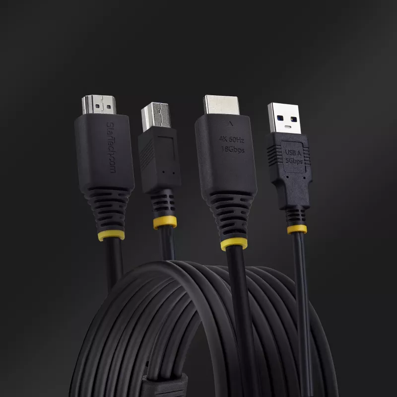 Cabo KVM StarTech.com 1,8 m HDMI e USB 5 Gbit/s, 4K 60Hz, cabo combo HDMI 2.0 e USB para comutadores KVM