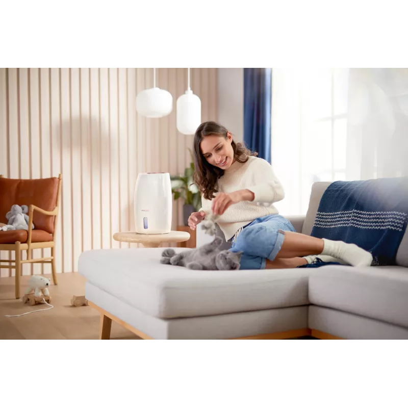 Humidificador Philips HU2716/10 – depósito de 2 L, 17 W, 220–240 V, branco/ouro rosa, compacto 220×220×350 mm