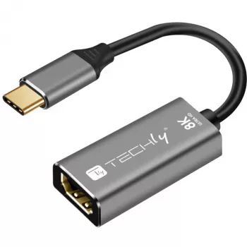 Adaptador gráfico USB Techly IADAP-USBC-HDMI8 7680 x 4320 píxeis preto, prateado
