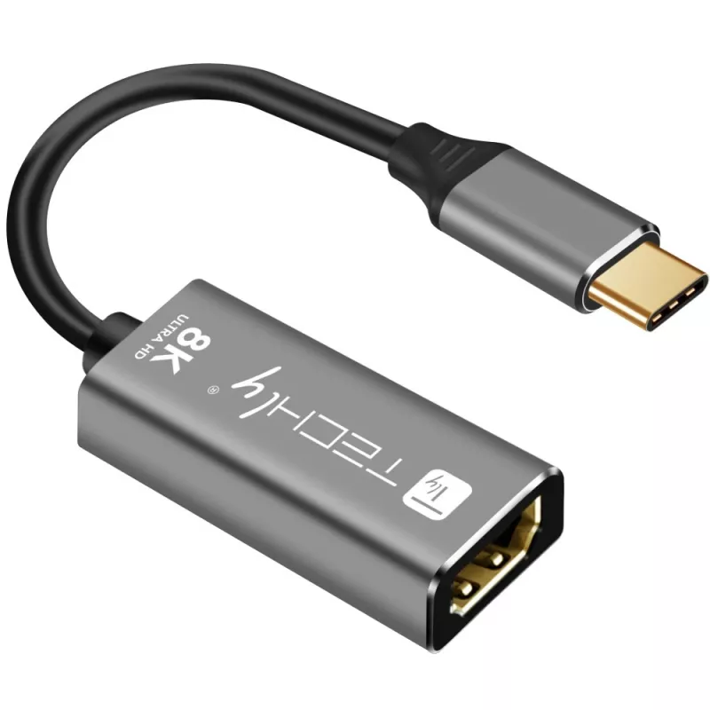 Adaptador gráfico USB Techly IADAP-USBC-HDMI8 7680 x 4320 píxeis preto, prateado