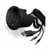Hub de secretária ICY BOX IB-HUB1403A, 4 portas USB 3.0, com entrada/saída de áudio, preto