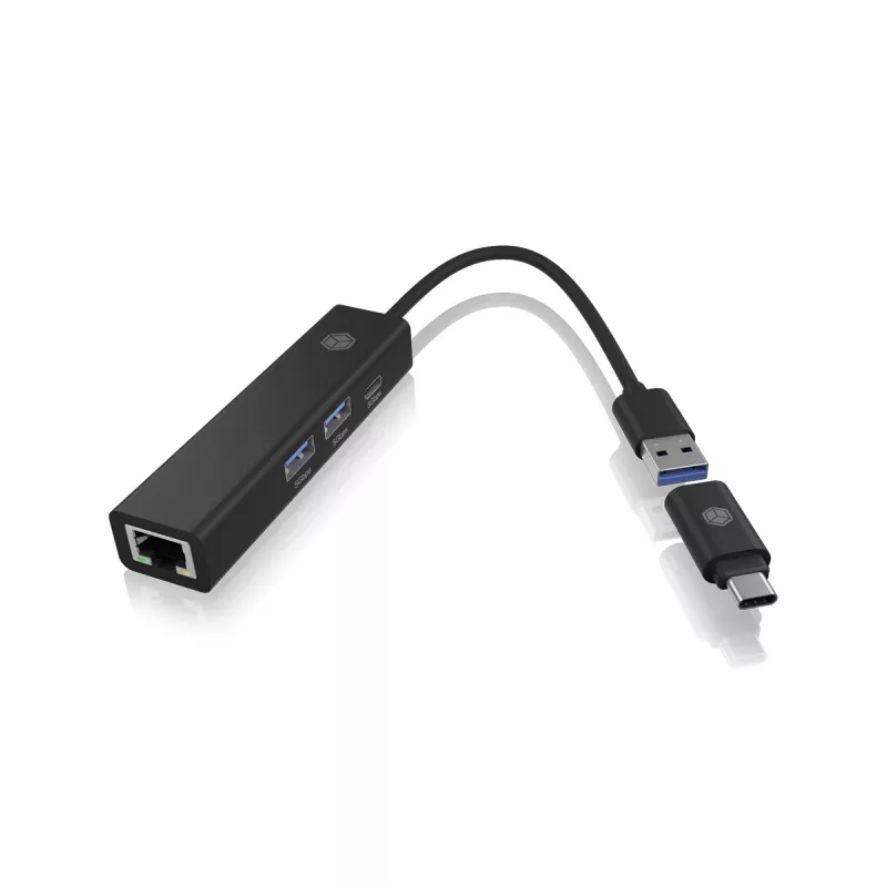 ICY BOX IB-HUB1439-LAN com fios USB 3.2 Gen 1 (3.1 Gen 1) Type-A preto