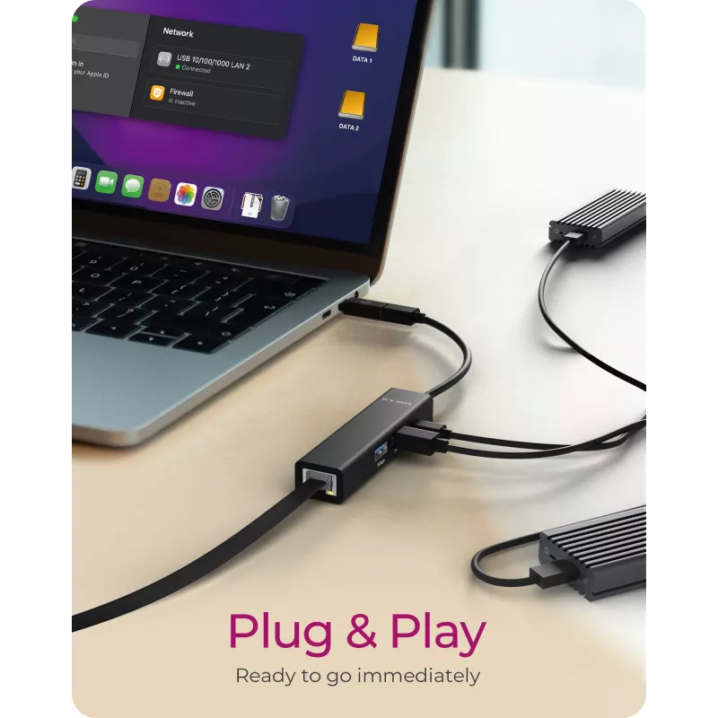 ICY BOX IB-HUB1439-LAN com fios USB 3.2 Gen 1 (3.1 Gen 1) Type-A preto