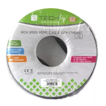Cabo HDMI High Speed com Ethernet Techly 15m A/A M/M preto ICOC HDMI-4-150