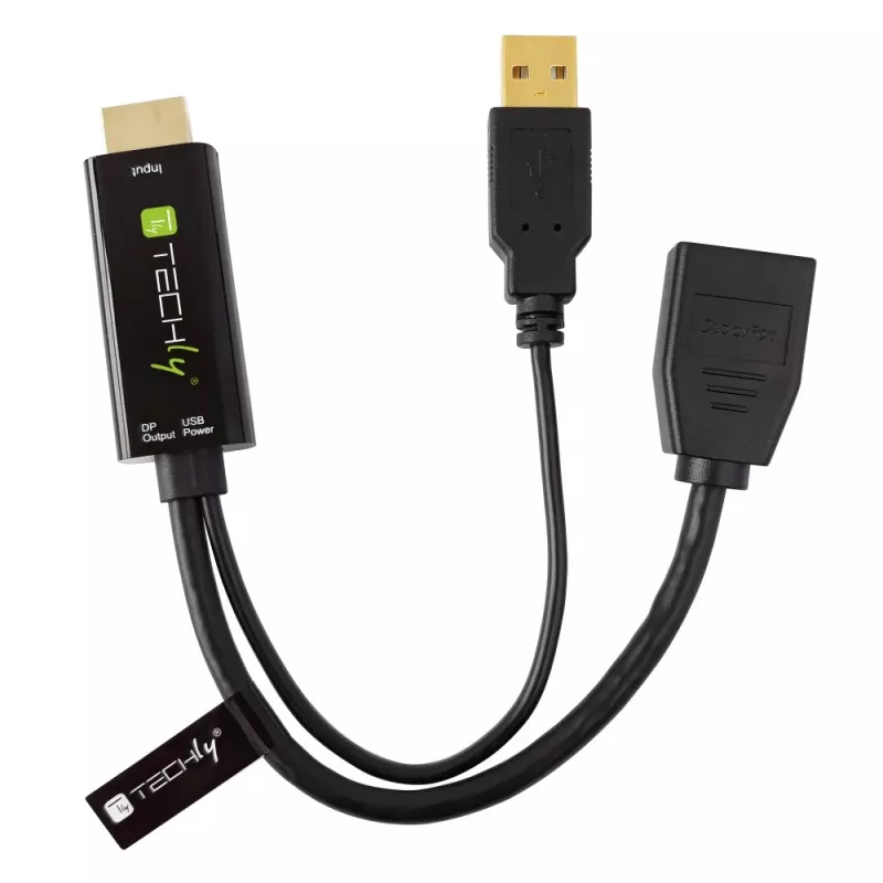 Techly ICOC-HDMI-DP12A adaptador de HDMI para DisplayPort com alimentação USB, 4K 30 Hz