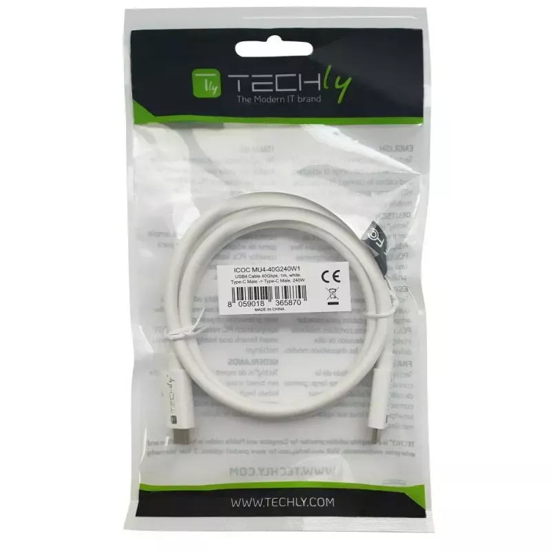 Cabo USB Techly ICOC-MU4-40G240W1 USB4 Gen 3x2 1 m USB C branco