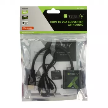 Adaptador conversor de cabo Techly HDMI para VGA com áudio IDATA HDMI-VGA2A