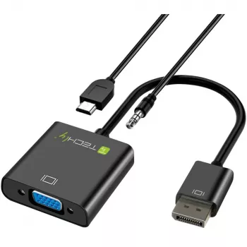 Adaptador conversor de cabo Techly HDMI para VGA com Micro USB e áudio IDATA HDMI-VGA2AU