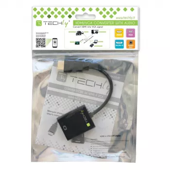 Adaptador conversor de cabo Techly HDMI para VGA com Micro USB e áudio IDATA HDMI-VGA2AU